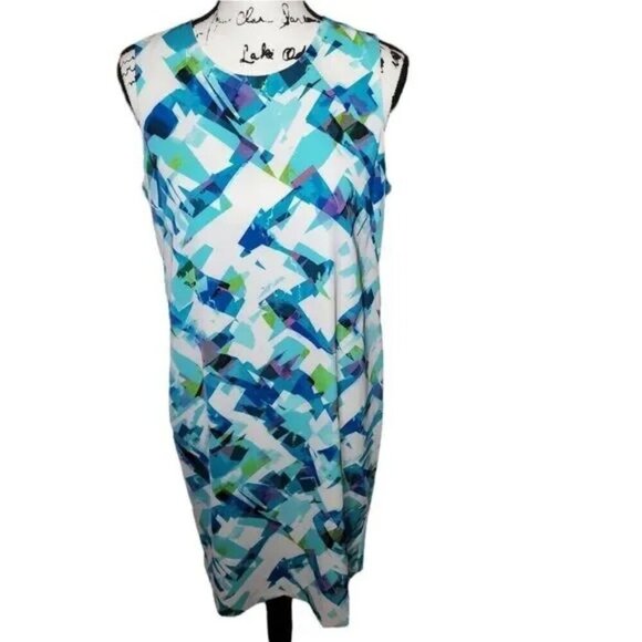 Calvin Klein Bodycon Midi Dress Sleeveless Geo Print - Picture 2 of 12